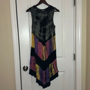 India Boutique Boho Tie Dye Embroidered short dress / beach coverup
